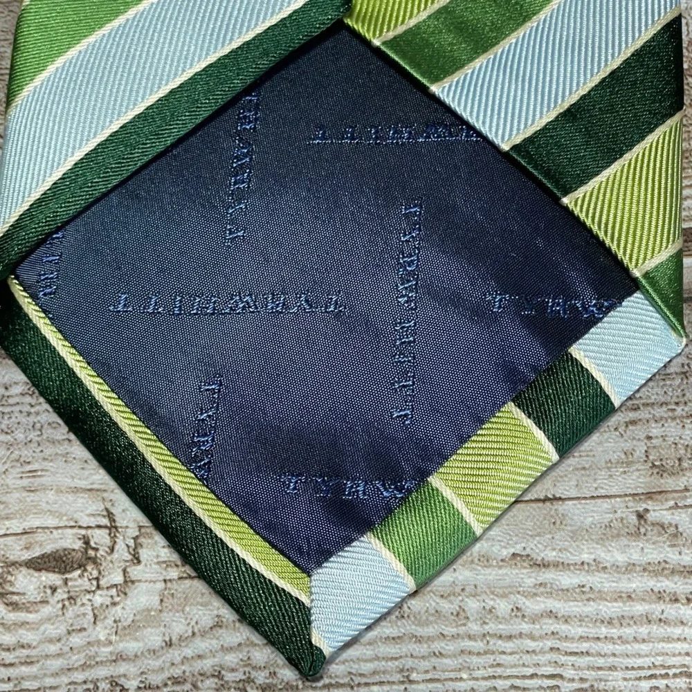 Charles Tyrwhitt Necktie Green Blue Striped Silk Tie‎ Jermyn Street London